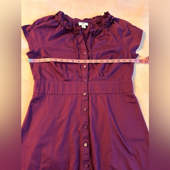 Ann Taylor Loft purple/plum button up cotton dress size 12 - Picture 7 of 9